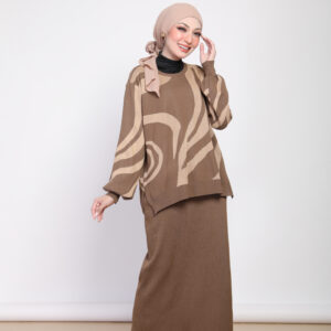 Dark Brown Knit Pencil Skirt