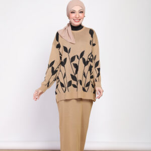 Light Brown Knit Pencil Skirt