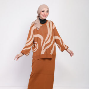 Brown Knit Pencil Skirt